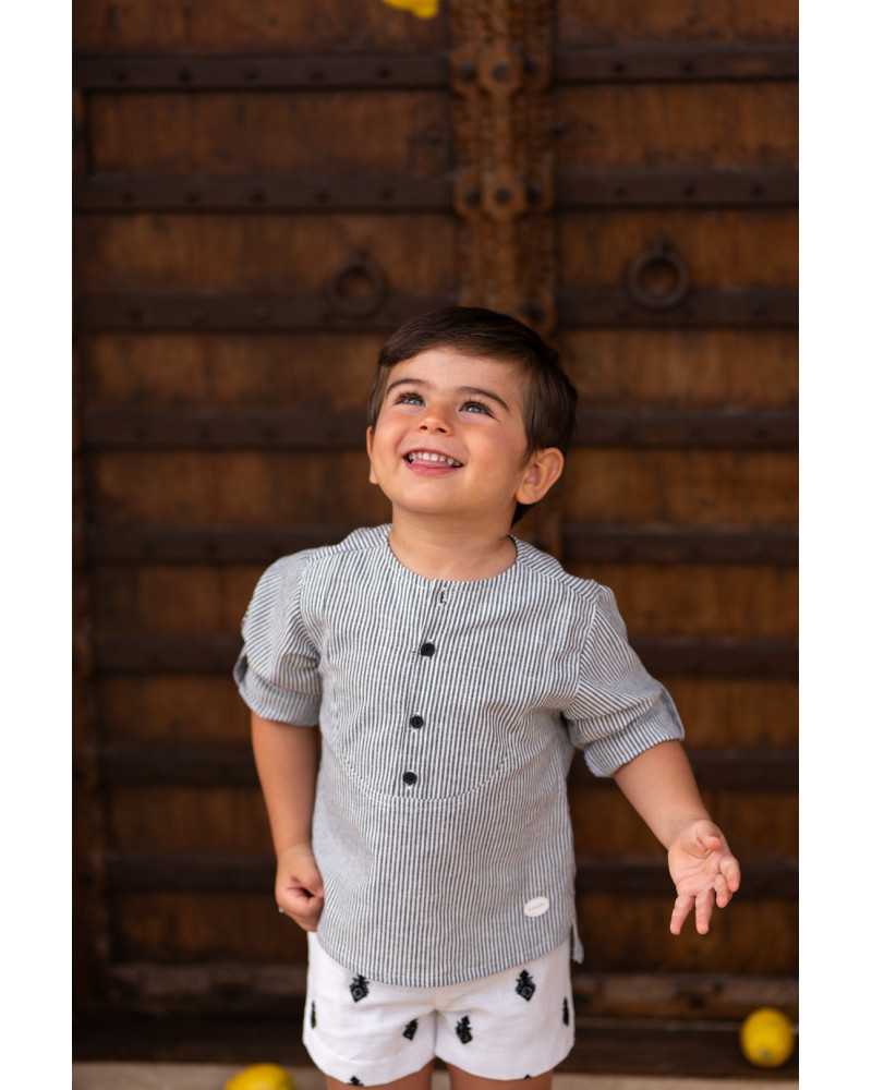 Conjunto Niño Pantalon Bordado Negro Cocote