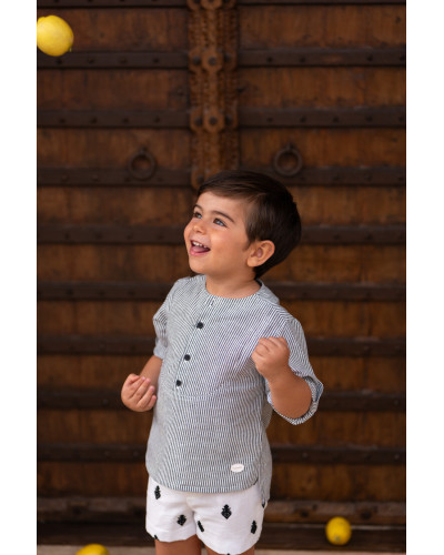 Conjunto Niño Pantalon Bordado Negro Cocote