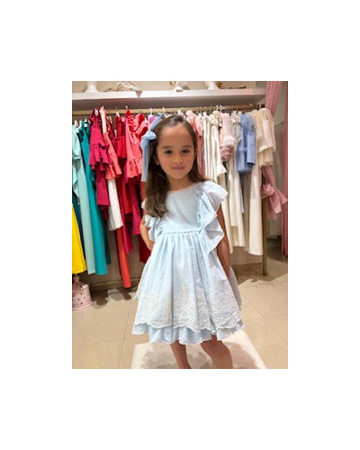 Vestido Azul Bordado Beig Copo